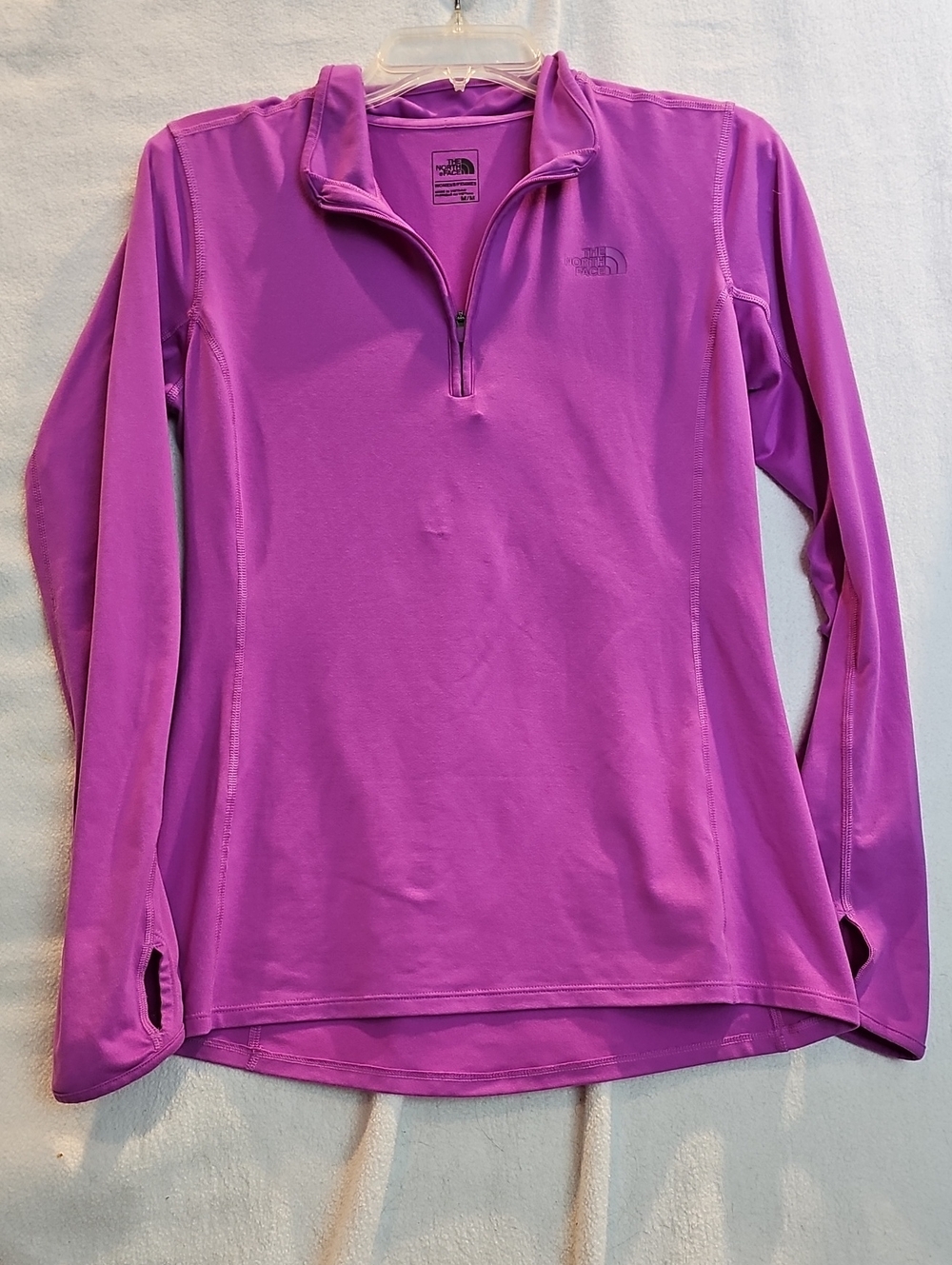 Women's M North Face Quarter Zip Pink Purple Thumb Holes